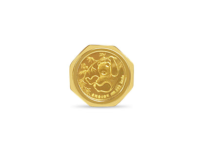 Handmade Solid Gold Fancy Coin Ring , Chinese Panda Bear Coin ,