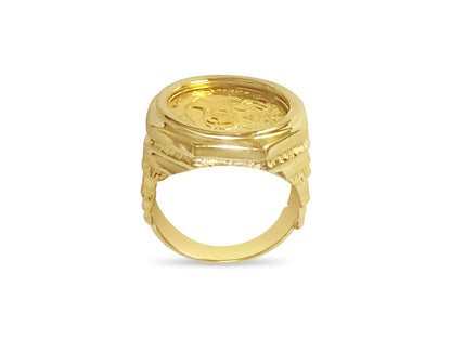 Handmade Solid Gold Fancy Coin Ring , Chinese Panda Bear Coin ,