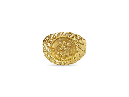 Handmade Solid Gold Nugget Coin Ring , Dos Pesos Coin ,