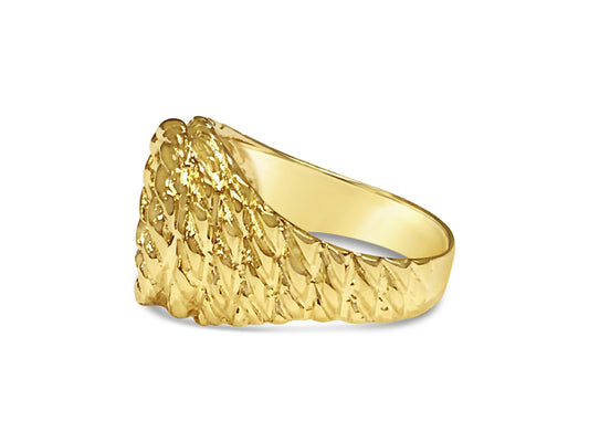 Handmade Solid Gold Nugget Coin Ring , Dos Pesos Coin ,