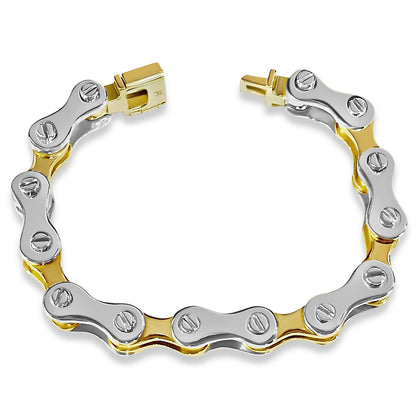Handmade Solid Gold Motorcycle/Bike Chain Bracelet , 11mm