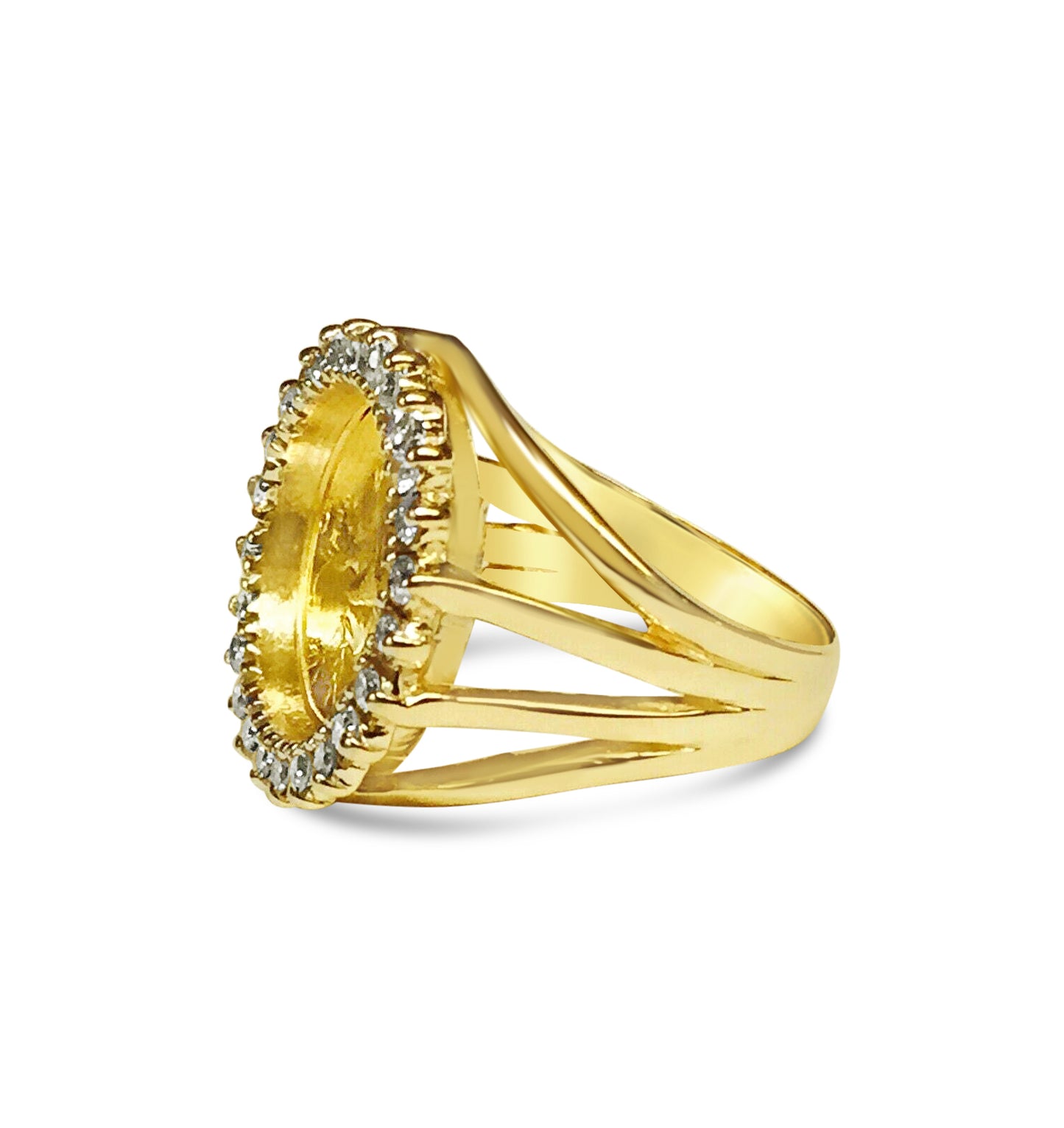 Handmade Solid Gold Diamond Fancy Ladies Coin Ring , Chinese Panda Bear Coin ,