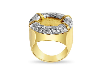 Handmade Solid Gold Diamond Fancy Coin Ring , 1/10oz Coin ,
