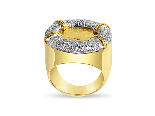 Handmade Solid Gold Diamond Fancy Coin Ring , 1/10oz Coin ,
