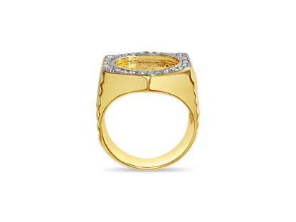 Handmade Solid Gold Diamond Fancy Coin Ring , Chinese Panda Bear Coin ,