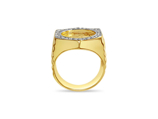 Handmade Solid Gold Diamond Fancy Coin Ring , Chinese Panda Bear Coin ,