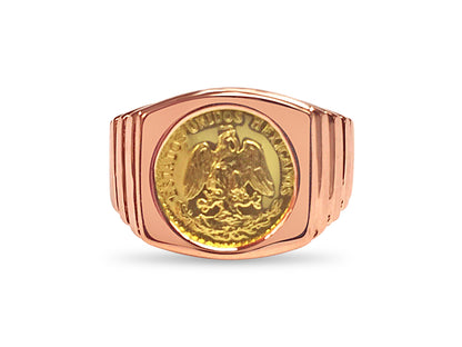 Handmade Solid Gold Fancy Coin Ring , Dos Pesos Coin ,