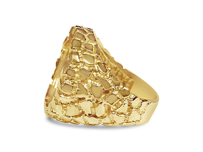 Handmade Solid Gold Nugget Coin Ring , 1/4oz Coin ,