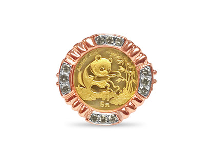 Handmade Solid Gold Fancy Coin Ring , Chinese Panda Bear Coin ,