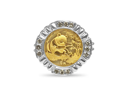 Handmade Solid Gold Fancy Coin Ring , Chinese Panda Bear Coin ,