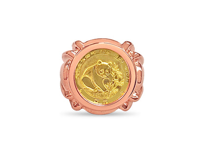 Handmade Solid Gold Fancy Coin Ring , Chinese Panda Bear Coin ,