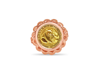 Handmade Solid Gold Fancy Ladies Coin Ring , Chinese Panda Bear Coin ,