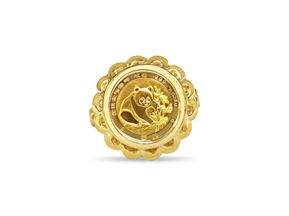 Handmade Solid Gold Fancy Ladies Coin Ring , Chinese Panda Bear Coin ,
