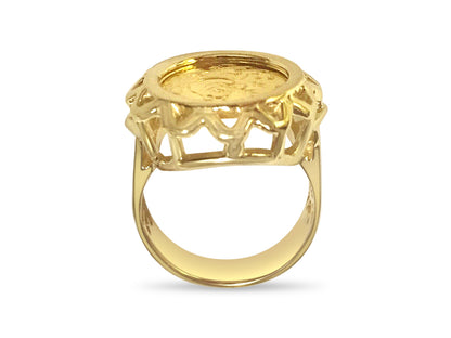 Handmade Solid Gold Fancy Ladies Coin Ring , Chinese Panda Bear Coin ,