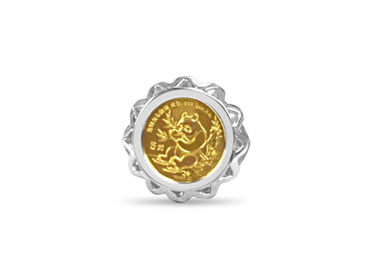 Handmade Solid Gold Fancy Ladies Coin Ring , Chinese Panda Bear Coin ,