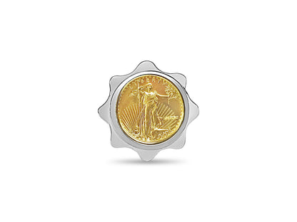 Handmade Solid Gold Fancy Ladies Coin Ring , 1/10oz Coin ,