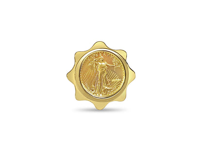Handmade Solid Gold Fancy Ladies Coin Ring , 1/10oz Coin ,