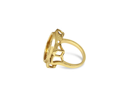 Handmade Solid Gold Fancy Ladies Coin Ring , 1/10oz Coin ,