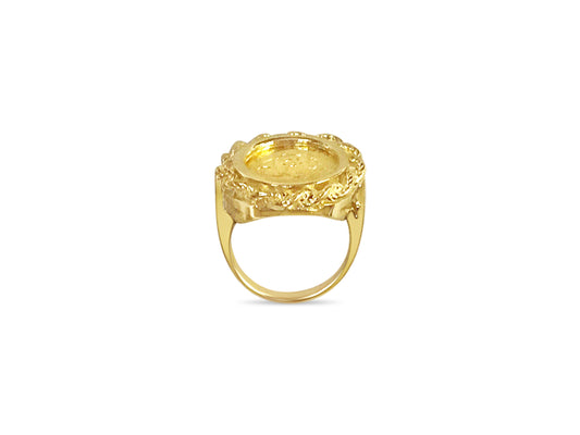 Handmade Solid Gold Fancy Ladies Coin Ring , Chinese Panda Bear Coin ,