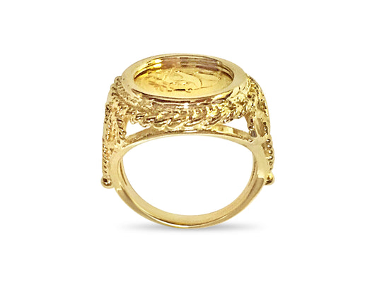 Handmade Solid Gold Fancy Coin Ring , Chinese Panda Bear Coin ,