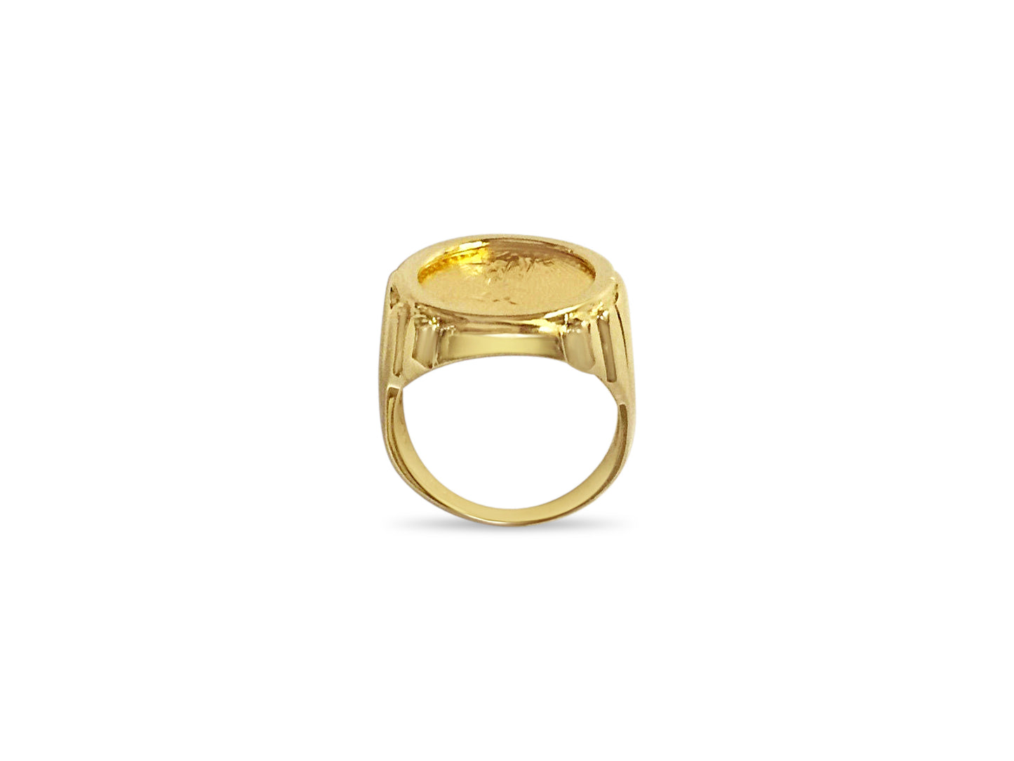 Handmade Solid Gold Fancy Coin Ring , 1/10oz Coin ,