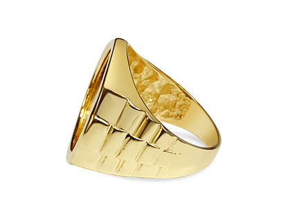 Handmade Solid Gold Fancy Coin Ring , 1/4oz Coin ,