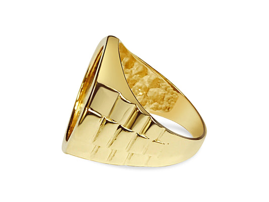 Handmade Solid Gold Fancy Coin Ring , 1/4oz Coin ,