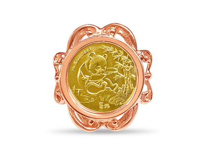 Handmade Solid Gold Fancy Ladies Coin Ring , Chinese Panda Bear Coin ,