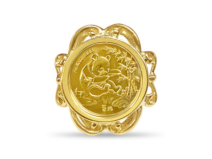 Handmade Solid Gold Fancy Ladies Coin Ring , Chinese Panda Bear Coin ,