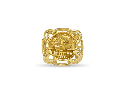 Handmade Solid Gold Fancy Ladies Coin Ring , Chinese Panda Bear Coin ,