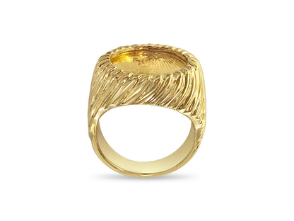 Handmade Solid Gold Fancy Coin Ring , 1/10oz Coin ,