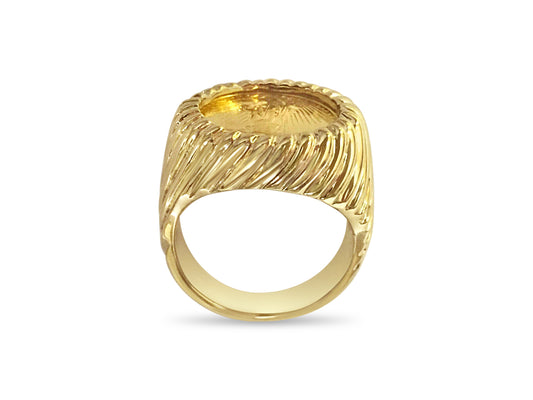 Handmade Solid Gold Fancy Coin Ring , 1/10oz Coin ,