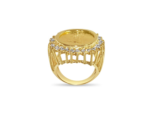 Handmade Solid Gold Diamond Fancy Coin Ring , 1/10oz Coin ,