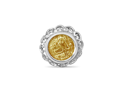 Handmade Solid Gold Fancy Coin Ring , Chinese Panda Bear Coin ,