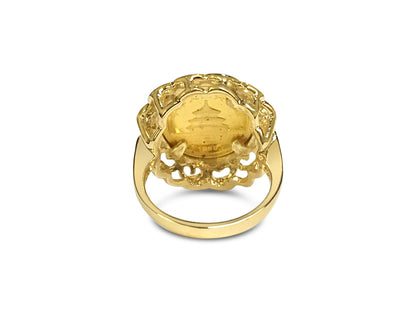 Handmade Solid Gold Fancy Coin Ring , Chinese Panda Bear Coin ,