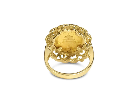 Handmade Solid Gold Fancy Coin Ring , Chinese Panda Bear Coin ,