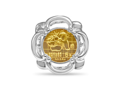 Handmade Solid Gold Fancy Coin Ring , Chinese Panda Bear Coin ,