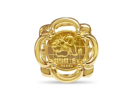 Handmade Solid Gold Fancy Coin Ring , Chinese Panda Bear Coin ,