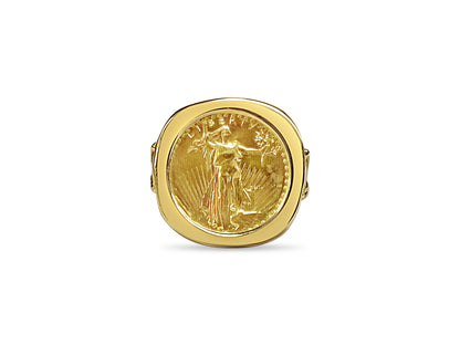 Handmade Solid Gold Fancy Coin Ring , 1/10oz Coin ,