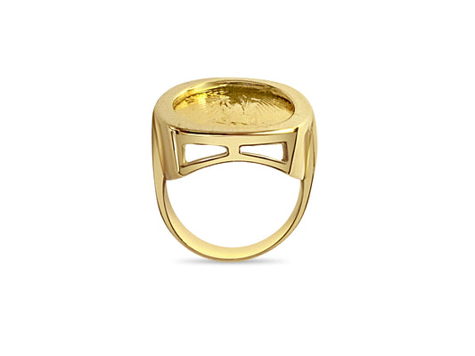Handmade Solid Gold Fancy Coin Ring , 1/10oz Coin ,