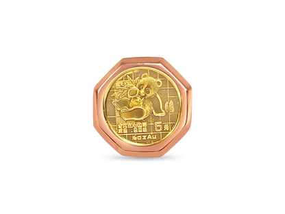 Handmade Solid Gold Fancy Ladies Coin Ring , Chinese Panda Bear Coin ,
