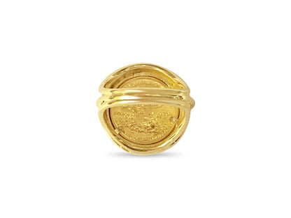 Handmade Solid Gold Fancy Coin Ring , 1/10oz Coin ,