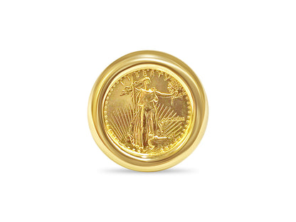 Handmade Solid Gold Fancy Coin Ring , 1/10oz Coin ,
