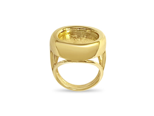 Handmade Solid Gold Fancy Coin Ring , 1/10oz Coin ,