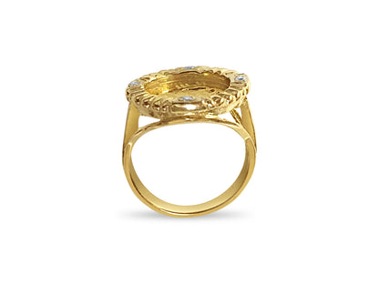 Handmade Solid Gold Diamond Fancy Coin Ring , Chinese Panda Bear Coin ,