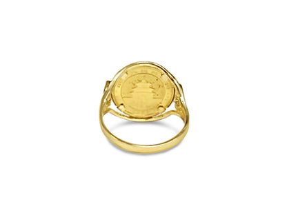 Handmade Solid Gold Fancy Ladies Coin Ring , Chinese Panda Bear Coin ,