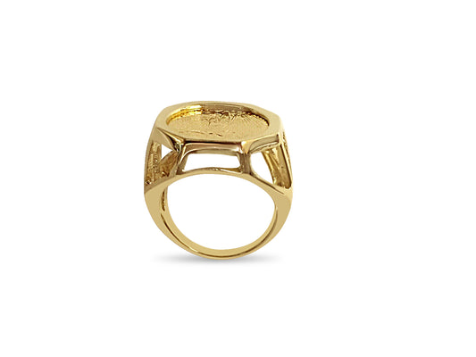 Handmade Solid Gold Fancy Ladies Coin Ring , 1/10oz Coin ,