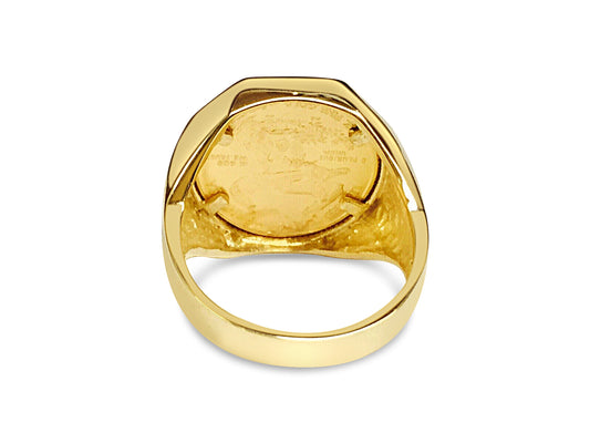 Handmade Solid Gold Fancy Coin Ring , 1/10oz Coin ,