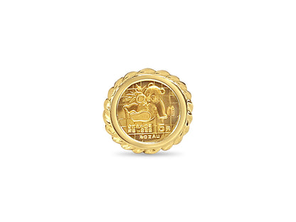 Handmade Solid Gold Fancy Coin Ring , Chinese Panda Bear Coin ,