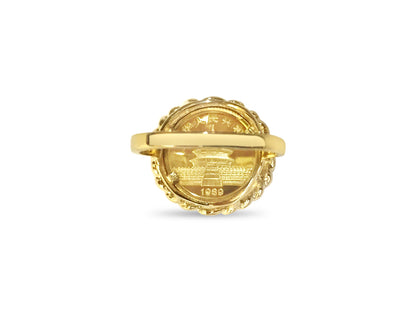 Handmade Solid Gold Fancy Coin Ring , Chinese Panda Bear Coin ,